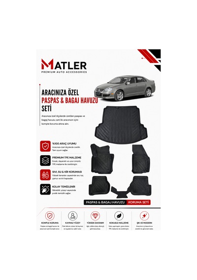 Volkswagen Jetta 2009 Model 4d Ekstra Havuzlu Paspas Ve Bagaj Havuzu Set