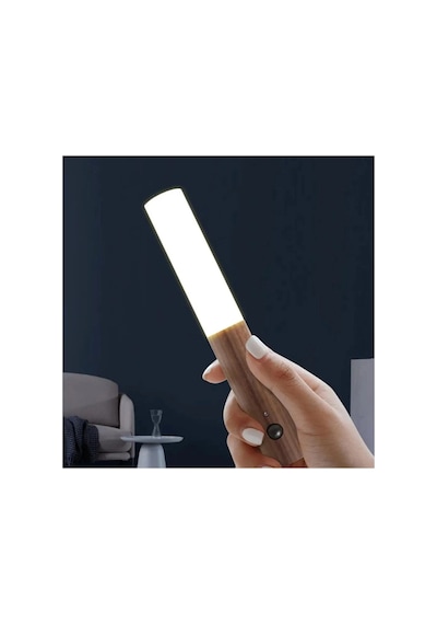 Hs-5890 Sensörlü Şarjlı Led Duvar Aplik Gün Işığı 3200k Kablosuz Lamba Kahverengi