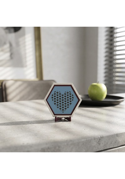 Sevgi Dolu Kalp İkonlu Modern Masaüstü Aksesuarı Yaşam Alanlarınıza Neşe Ve Huzur Katan Estetik Bir Dekoratif Obje 10x10 Cm, Gök Mavi