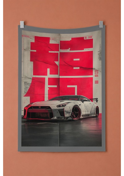 Nissan Gt-r Duvar Örtüsü, Racing Oda Dekoru, Modern Kumaş Duvar Halısı Beyaz