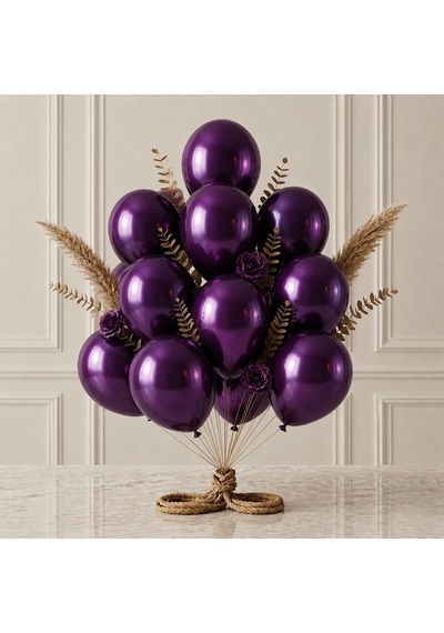 Mor Renk Lateks Metalik Balon 30 Cm - 12 Adet