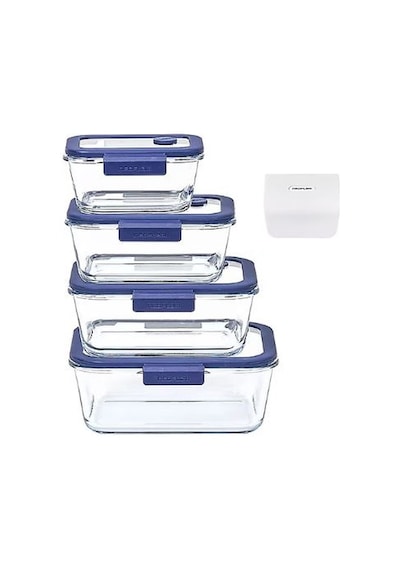 Neoflam Fika Glace Vakumlu Cam Saklama Kabı Mavi 5 Parça Set