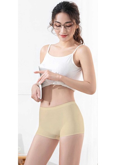 Kadın 2 Adet Dikişsiz Görünmez İz Yapmaz Mini Şort Boxer Ten Çok Renkli
