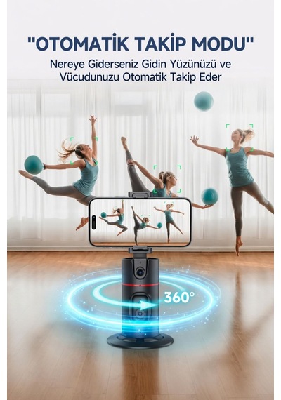 Akıllı Telefon Tutucu 360 Otomatik Yüz Takipli Bluetooth Kumandalı Selfie Çekim Aparatı