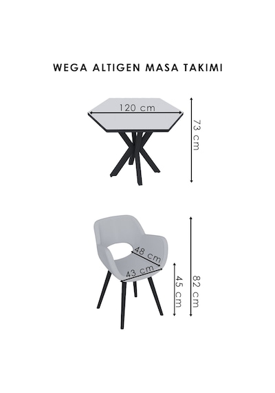 Mutfak Masası Takımı Yemek Masası Takımı 6 Kişilik Yuvarlak Wega Takım 6 Kişilik Beyaz Lacivert