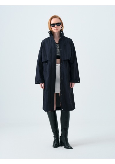 Regular Fit Kadın Trenchcoat Koyu Lacivert