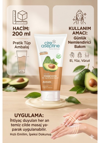 Soft Prebiyotik Avokado El,yüz Ve Vücut Kremi 200 Ml Tüp Vegan