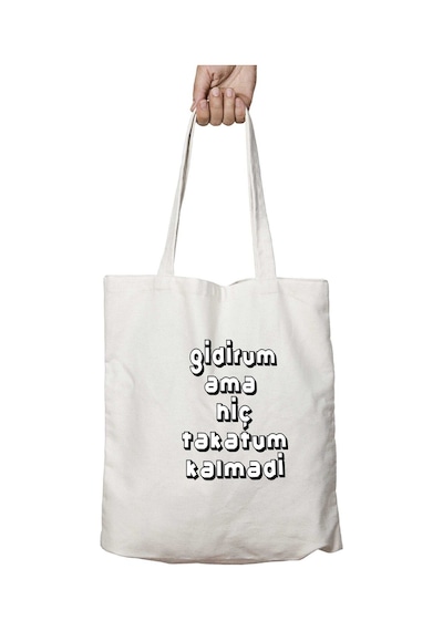 Art Hediye Gidirum Ama Hiç Takatum Kalmadi İki Tarafı Kalıcı Baskılı Yıkanabilir Çanta Çok Renkli