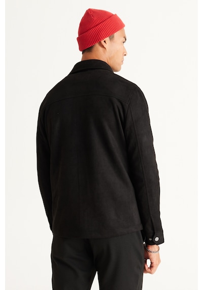 AC&Co / Altınyıldız Classics  Erkek  Sıyah Standart Fit Normal Kesim Gömlek Yaka Mont Siyah