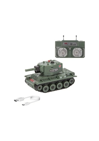 Alpmodel Uzaktan Kumandalı 9 Kanallı Kızılötesi Savaş Mini Sesli Tank Kauçuk Palet 1/64 Yeşil