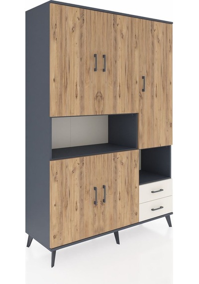 Hyperion Dolap 10 Raflı 2 Çekmeceli 5 Kapaklı 132x44x195 Antr... Antrasit