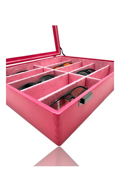 Diji 10'lu Gözlük Kutusu Gözlük Çantası Pembe İçi Pembe