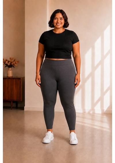 Sngl Tekstil Kadın Büyük Beden Çelik İnterlok Kumaş Toparlayıcı Tayt 3xl 4xl 5xl 6xl 7xl 8xl 9xl Füme Antrasit