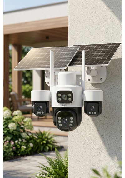 Inox-x13 3 Lensli Esım 4g Solar Güneş Enerjili Kablosuz Dış Mekan Ptz Güvenlik Kamerası