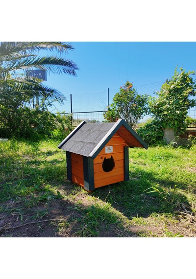 Ahşap Kedi Evi Dış Mekan Kullanımına Uygun Yalıtımlı