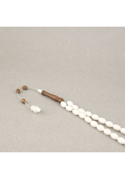 Deve Kemiği Kuka İmameli Sığırcık Kesim 7x10.5mm Tesbih Krem