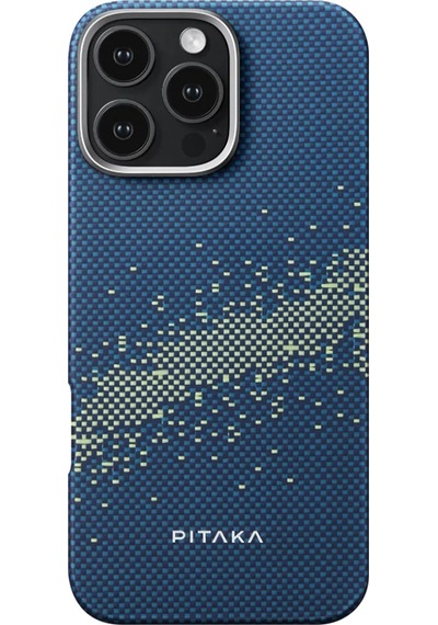 Apple Uyumlu iPhone   16 Pro Max Kılıf   Magsafeli Aramid Fiber Pitaka Tactile Woven Starpeak Serisi Milky Way Galaxy