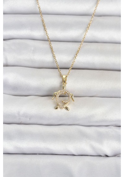 316l Çelik Zincir Gold Renk Caretta Caretta Model Kadın Kolye Tj-bko11096 Çok REnkli