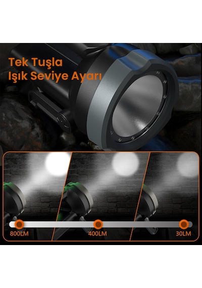Philips Sfl3101 800 Lümen Ip54 Su Geçirmez 3000mah Şarj Edilebilir Led El Feneri Siyah - Gri