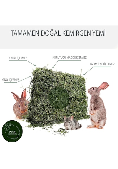 Poly Kemirgen Doğal Kuru Yonca Kemirgen Otu-tavşan-ginepig-hamster 3000 Gr