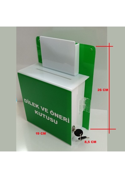 Dilek Öneri Kutusu İş Güvenliği Kutusu Pleksi Yeşil-Beyaz A-6