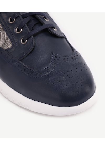 Yargıcı Hasır Detaylı Deri Sneakers 24yeay4468x 004 Lacivert