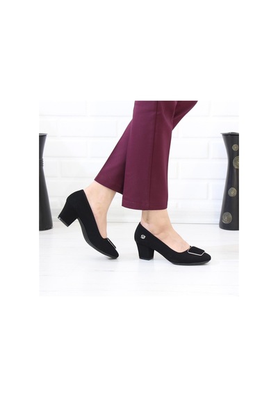 Nesil Shoes Desca 220 Siyah Süet Topuklu Günlük Kadın Ayakkabı-siyah Süet Siyah