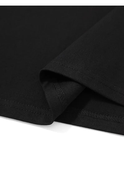 Barlashive Erkek Kısa Kol Yazlık Tişört Bisiklet Yaka Palmiye Baskılı T-shirt - Siyah Çok Renkli