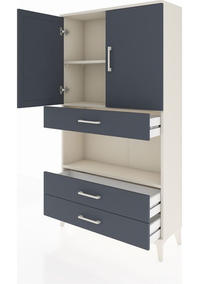 Arges Dolap 3 Raflı 3 Çekmeceli 2 Kapaklı 88x30x163 Aytaşı-antrasit Aytası