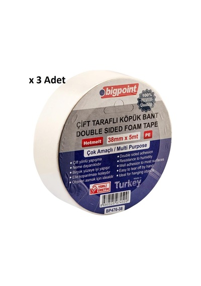 Bigpoint Çift Taraflı Köpük Bant 38mmx5m X 3 Adet Diğer