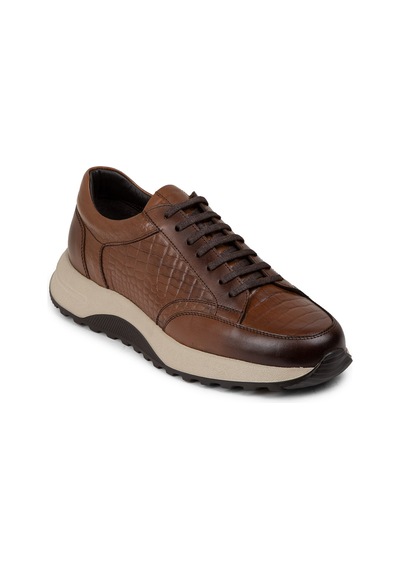 Deery Hakiki Deri Taba Rengi Erkek Sneaker Ayakkabı - 01984Mtbae01 Taba