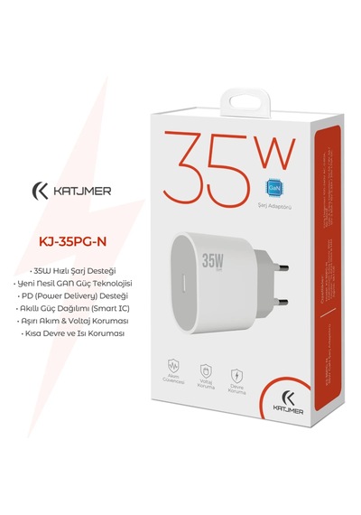 Katjmer Kj-35pg-n Gan 35w Pd Şarj Adaptörü Beyaz