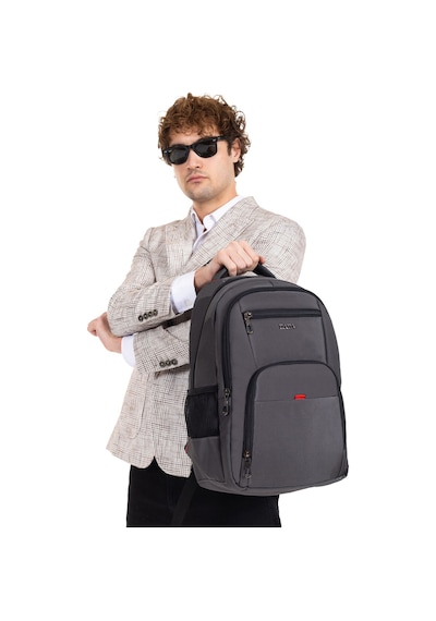 Dada Unisex Gri Okul Sırt Çantası Orta Boy Usb Type-c 14 inç Su Geçirmez Kumaş Lise Üniversite
