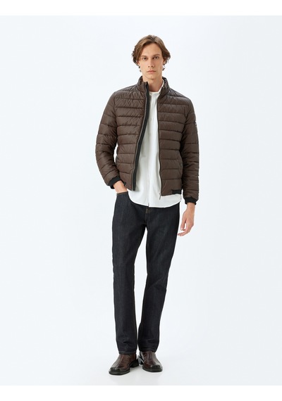 Koton Dik Yaka Etiket Detaylı Slim Fit Şişme Ceket Kahverengi 5wam20029hw Kahverengi Koton Dik Yaka Etiket Detaylı Slim Fit Şişme Ceket Kahverengi 5wam20029hw Kahverengi