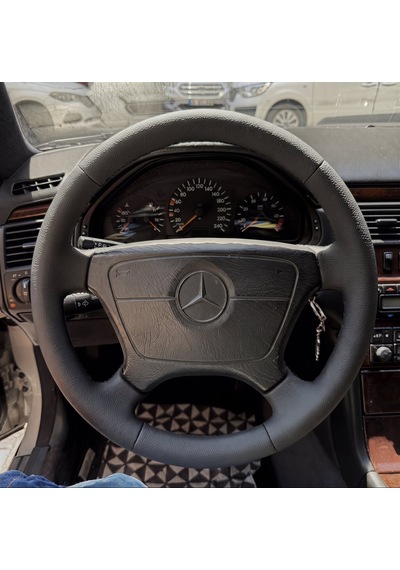 Mercedes W124 E200 Araca Özel Dikmeli Direksiyon Kılıfı Düz Deri Çok Renkli