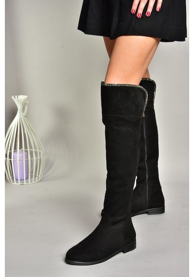 Fox Shoes T848643502 Siyah Süet Taş Detaylı Kadın Çizme Siyah-Süet Fox Shoes T848643502 Siyah Süet Taş Detaylı Kadın Çizme Siyah-Süet