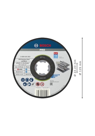 Professional 10 Adet Düz Kesme Diski Standart Inox, X-lock İçin, Delik Çapı: 22,23 Mm, Kalınlık: 1 Mm , 26086192