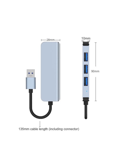 Wozlo AD-067 4 Port Usb 3.0 Çoğaltıcı Çoklayıcı Hub Switch Adaptör - Yüksek Hız 5 Gbps