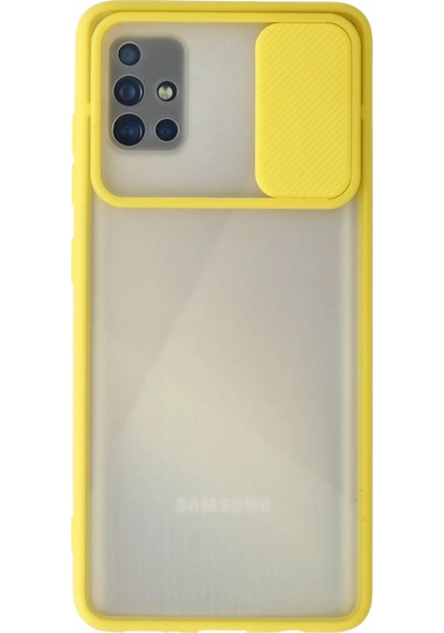 Newface - 620 - Samsung Galaxy Uyumlu A71 Kılıf Palm Buzlu Kamera Sürgülü Silikon - Csmo-tex - - Sarı