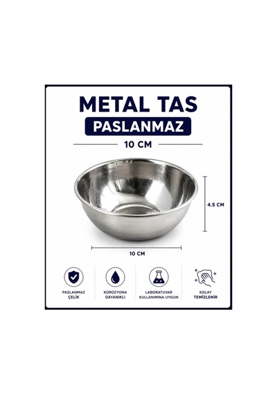 Metal Tas - Paslanmaz - 10 Cm