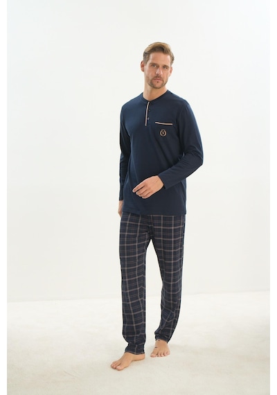 Sevim Erkek Uzun Kol Lacivert Pijama Takım C7t3n5o9 001