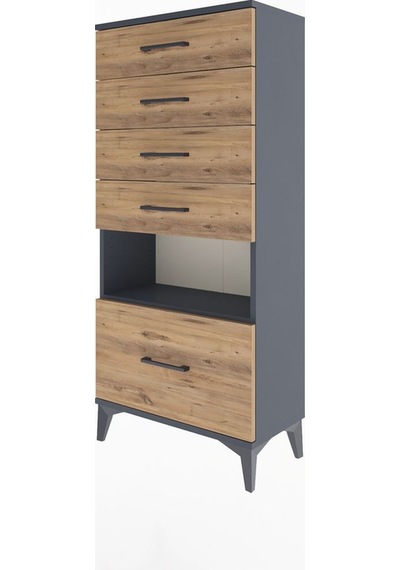 Arges Dolap Tek Raflı 5 Çekmeceli 60x30x134 Antrasit-çam Antrasit Arges Dolap Tek Raflı 5 Çekmeceli 60x30x134 Antrasit-çam Antrasit