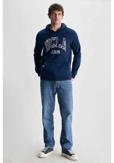 Ucla Jepsen Lacivert Kapüşonlu Nakışlı Standard Fit Erkek Sweatshirt Lacivert