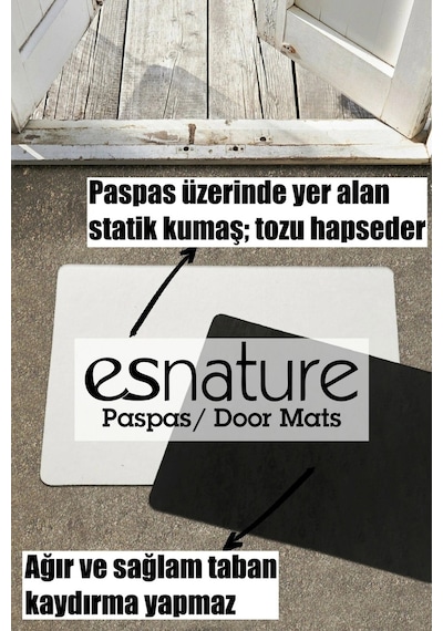 Esnature Köpek Desenli Patilerinizi Silin Yazılı Kapı Önü Paspası 45x70 Cm Çok Renkli