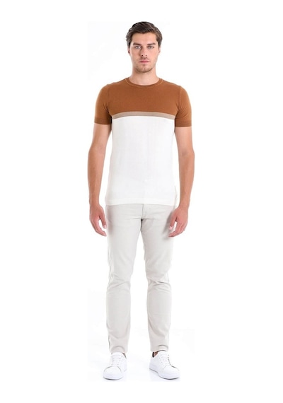 Hatemoğlu Tarçın Slim Fit Desenli Bisiklet Yaka Tişört-Tarçın