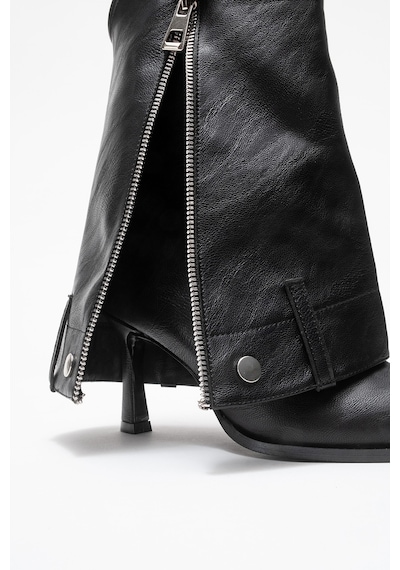 Luvishoes Luvi Shoes Lola Siyah Fermuarlı Sivri Burunlu Kadın Topuklu Bot Siyah