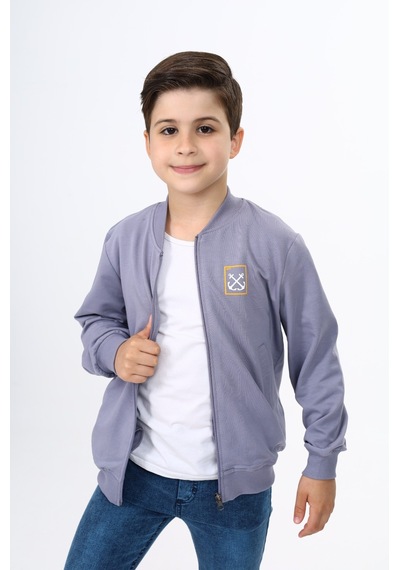 Toontoy Erkek Çocuk Baskılı Hırka Koyu Gri