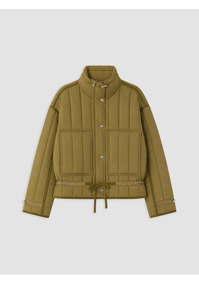 Lcw Modest Yeşil Dik Yaka Oversize Kadın Şişme Mont