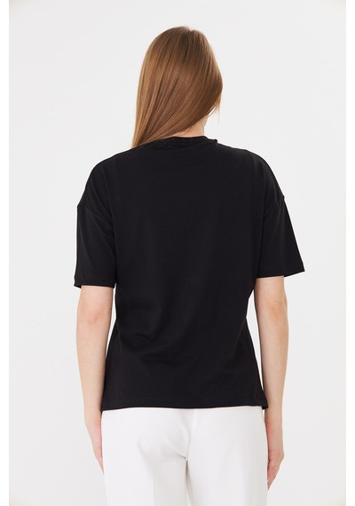 Sortie Collection Firenze At Baskılı Rahat Kalıp Basic Tişört Siyah