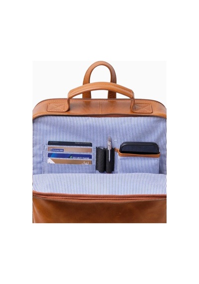 Ryoko Soho Urbanist Slim Full Grain Deri Unisex Sırt Çantası Kahverengi 1
